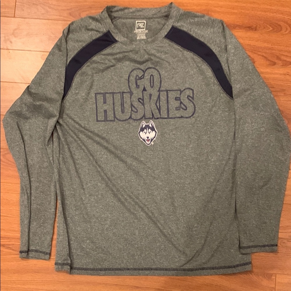 Pro Edge Gray 'Go Huskies' Long Sleeve Shirt